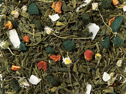 Grünteemischung Sencha Wunderbare Spirulina Aloe-Vera-Apfel-Note aromatisiert