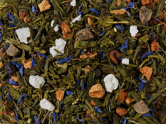 Grünteemischung Sencha Pfirsich-Zitrone-Wacholder Pfirsich-Wacholder-Note aromatisiert, 1 kg