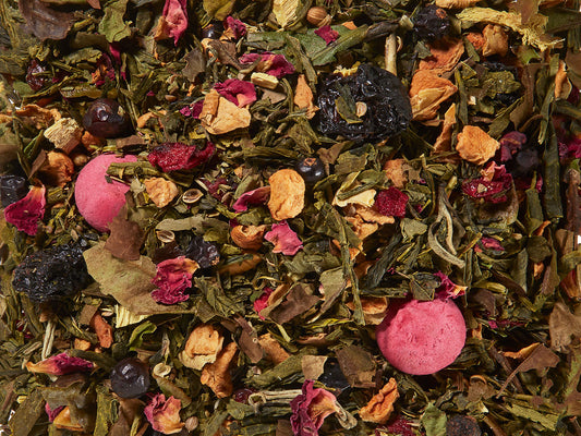 Grünteemischung Kirsch Eistee (Typ Gin-Thymian) Kirsch-Wacholder- Note aromatisiert