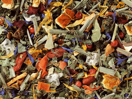 Kräuterteemischung Feng Shui Tee Erdbeer-Bergamotte-Note aromatisiert