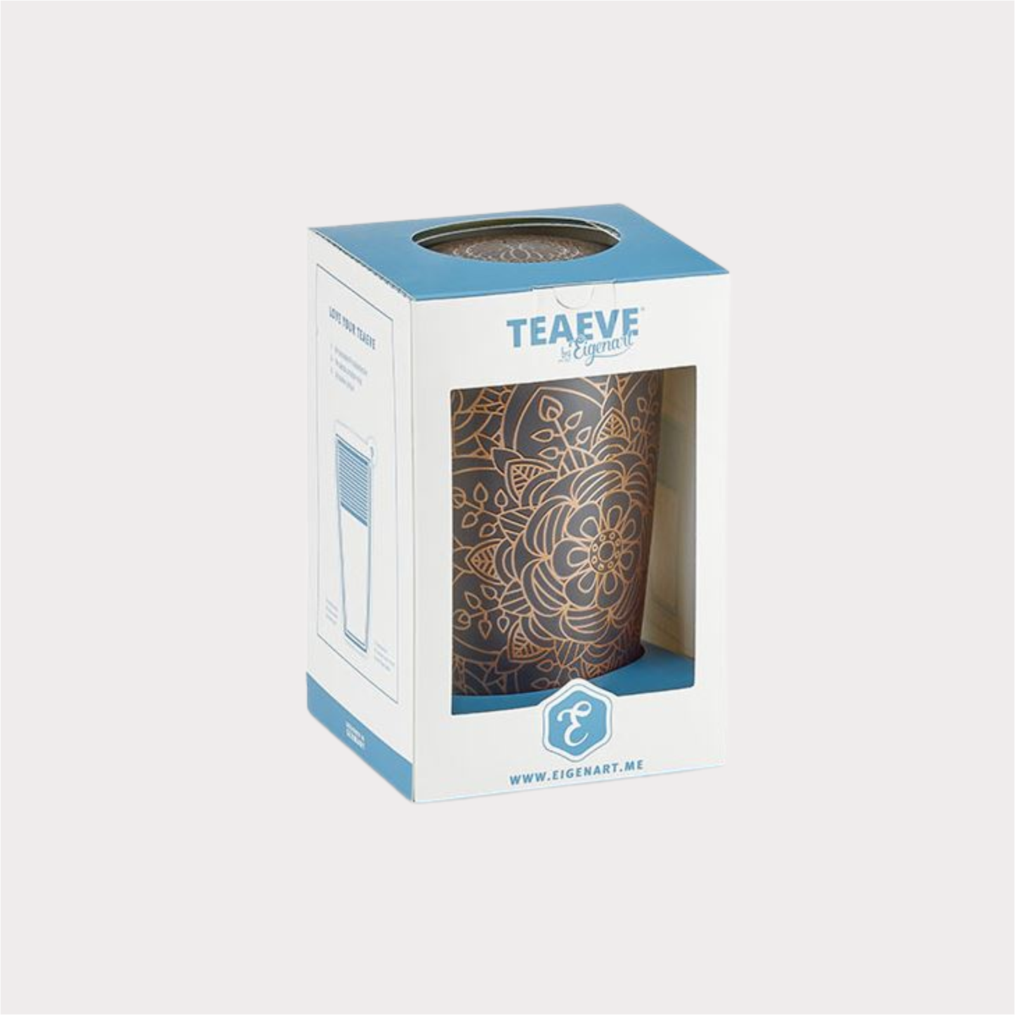 Teaeve® Kräuterteetasse "Mandala" Porzellan, 3-teilig, 2-fach sortiert doppelwandig, mit Edelstahlsieb, 0,35 l