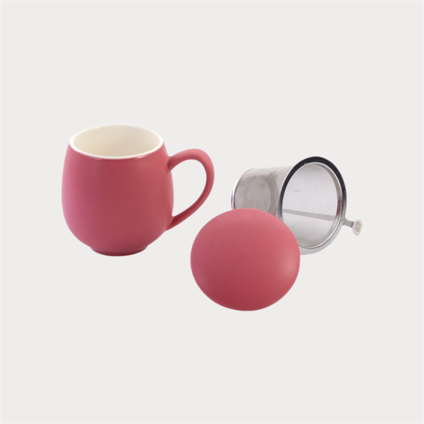 Kräuterteetasse "Saara" Porzellan, 3-teilig, matt beerenrot 0,35 l