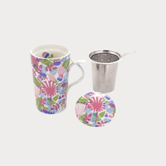 Jumbo-Kräuterteetasse "Benita" Porzellan, mit Edelstahlsieb und Deckel 0,4 l Cha Cult