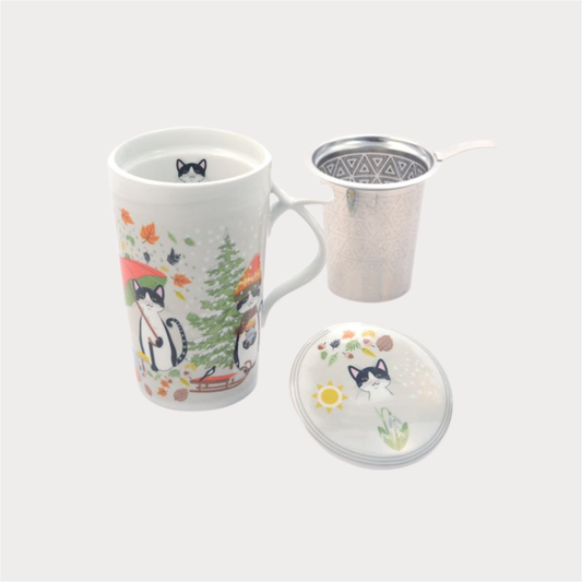 Jumbo-Kräuterteetasse "Maro" Porzellan, mit Edelstahlsieb und Deckel im attraktiven Geschenkkarton, 0,4 l