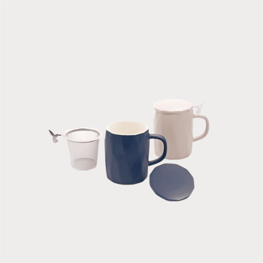 Kräuterteetasse "Lilia" Porzellan mit Relief, matt mit Edelstahlsieb 2-fach, 0,35 l ChaCult