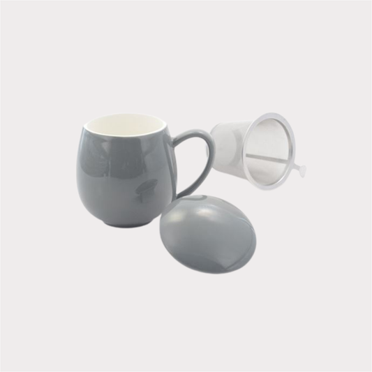 Kräuterteetasse "Saara" Porzellan, 3-teilig, grau 0,35 l ChaCult