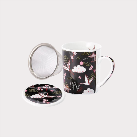 Kräuterteetasse "Chihiro" Porzellan, 3-teilig mit Edelstahlsieb, 0,25 l Cha Cult