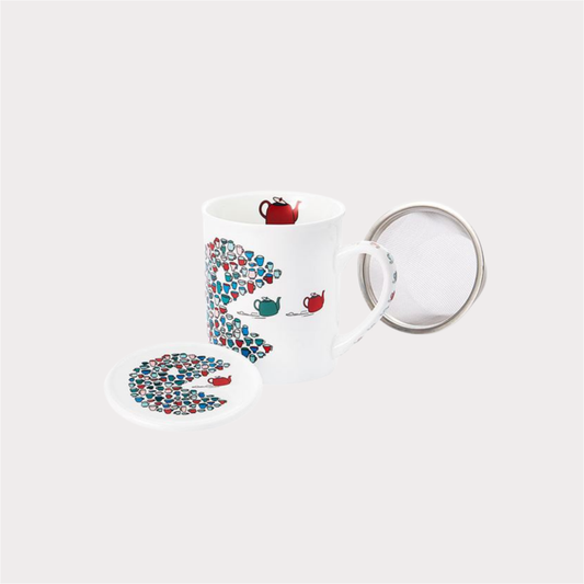 Kräuterteetasse "Joe" Porzellan, 3-teilig mit Edelstahlsieb, 0,25 l Cha Cult