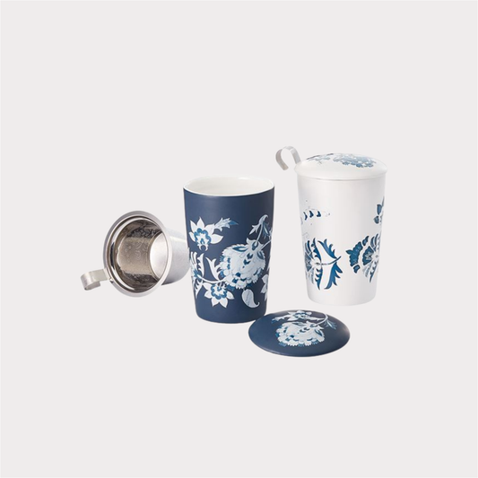 Teaeve® Kräuterteetasse "Luna" Porzellan, 3-teilig, 2-fach sortiert doppelwandig, 0,35 l