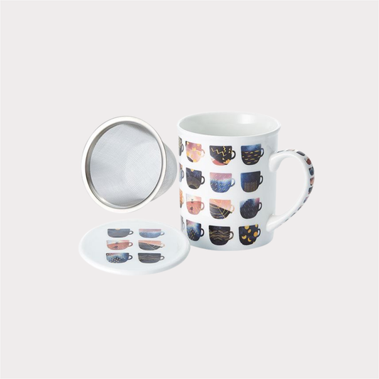 Kräuterteetasse "Tia" Porzellan, 3-teilig mit Edelstahlsieb 0,25 l Cha Cult