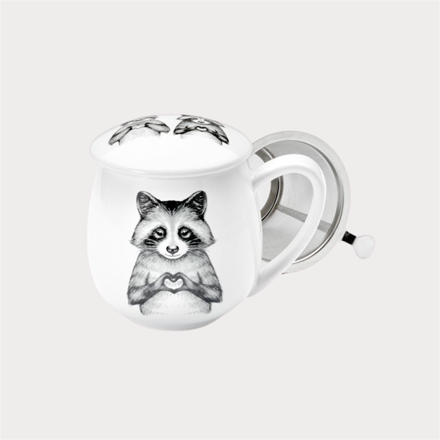Kräuterteetasse "Pip & Pepe" Porzellan, 3-teilig 0,35 l ChaCult mit Edelstahlsieb