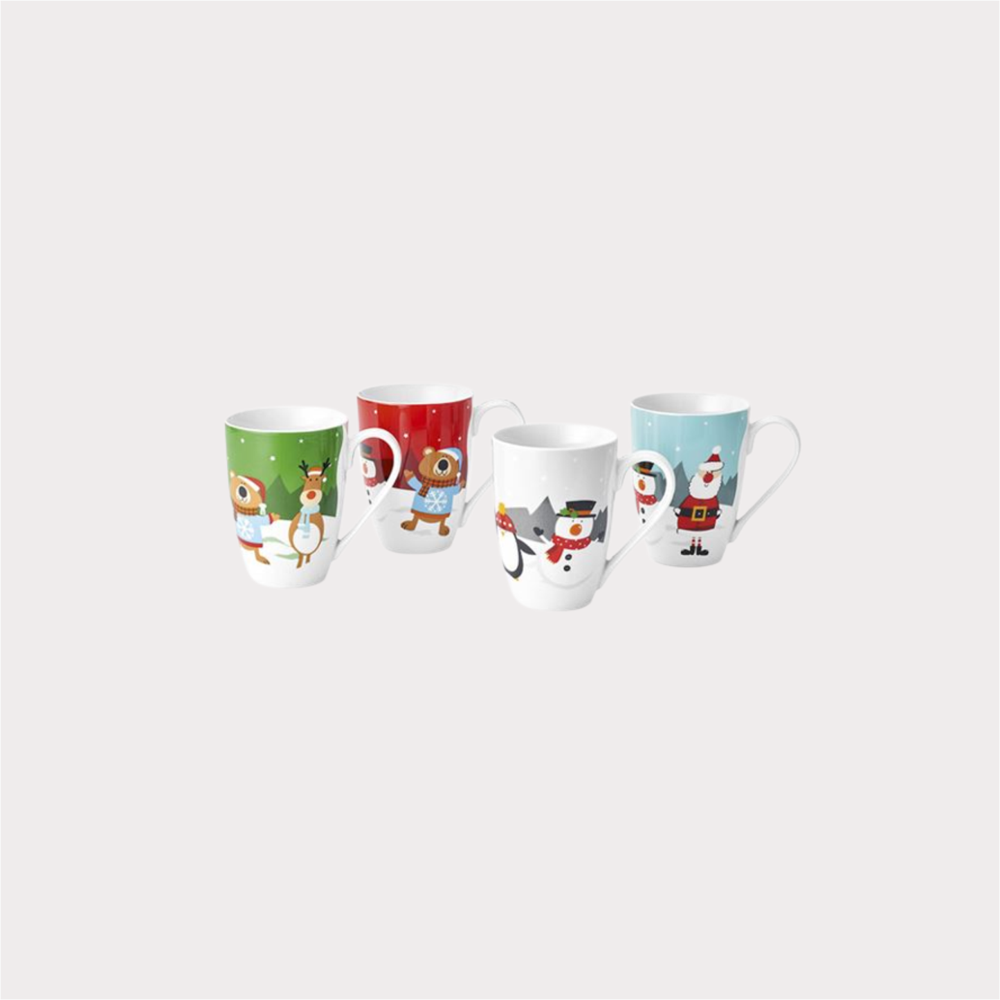 Becher "Christmas Buddies" Porzellan, 4-fach sortiert 0,3 l ChaCult
