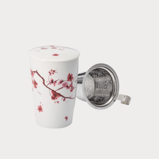 Teaeve® Kräuterteetasse "Cherry Blossom" Porzellan, 3-teilig doppelwandig, 0,35 l