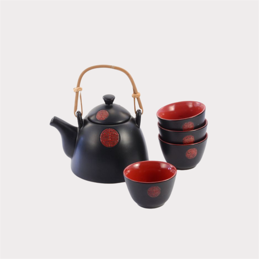 Tee-Set "Hidchi" Keramik, Kanne und 4 Cups Kanne: 0,7 l, Cup: 0,125 l