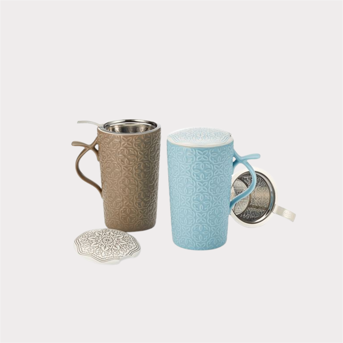 Teamug "Raja" New Bone China-Kräuterteetasse 2-fach sortiert, mit Edelstahlsieb 0,4 l ChaCult