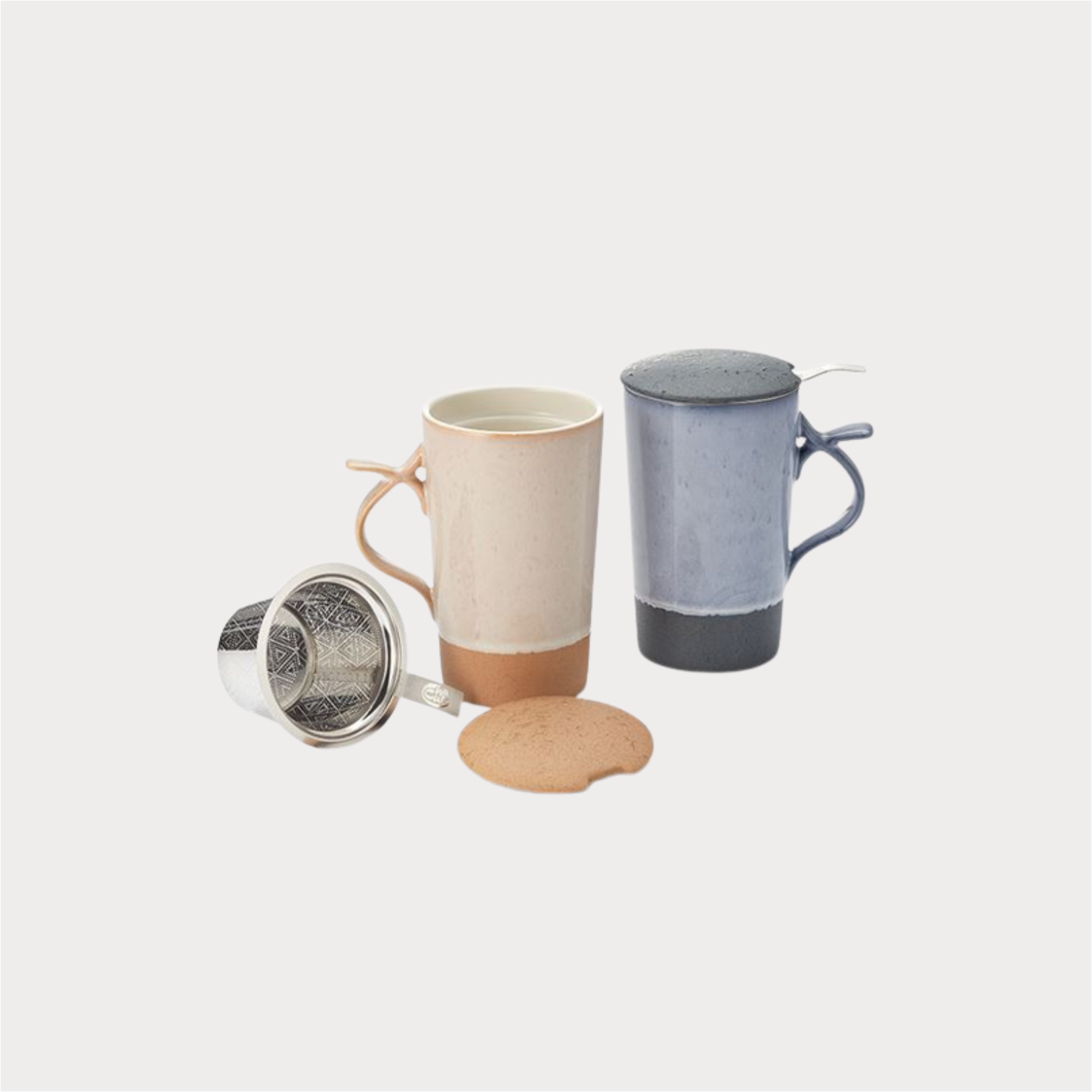 Teamug "Marlin" New Bone China-Kräuterteetasse 2-fach sortiert, mit Edelstahlsieb 0,4 l Cha Cult