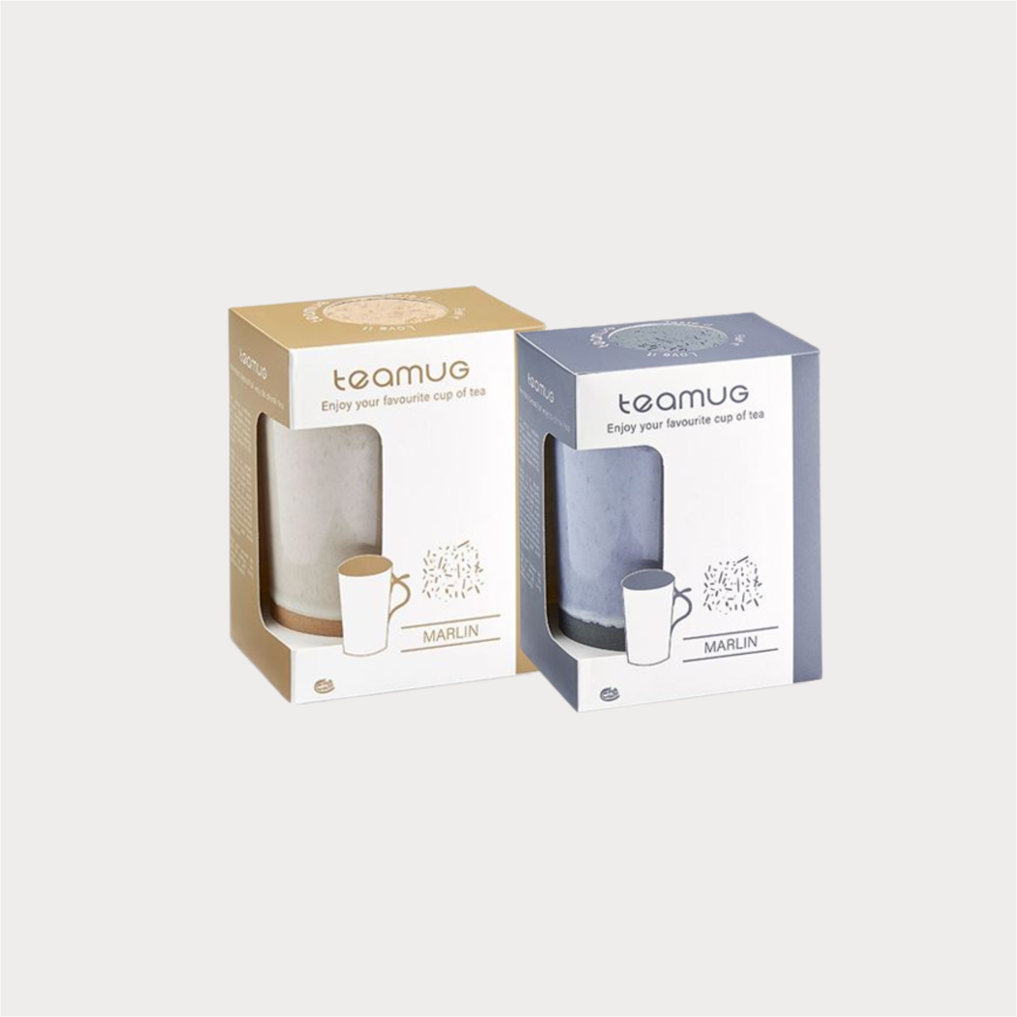 Teamug "Marlin" New Bone China-Kräuterteetasse 2-fach sortiert, mit Edelstahlsieb 0,4 l Cha Cult