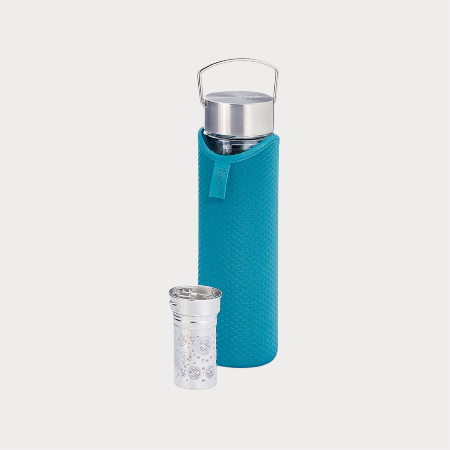 Flowtea® "May Lin" doppelwandiges Glas mit Edelstahlsieb inkl. Neoprenhülle 0,35 l