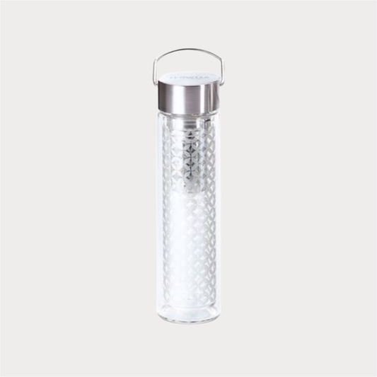 Flowtea® "May Lin" doppelwandiges Glas mit Edelstahlsieb inkl. Neoprenhülle 0,35 l