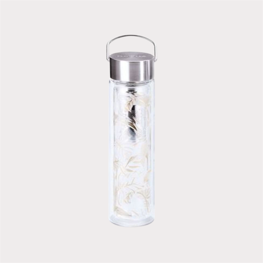 Flowtea® "Tropic Summer" doppelwandiges Glas mit Edelstahlsieb, inkl. Neoprenhülle 0,35 l
