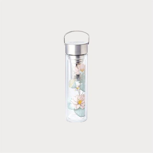 Flowtea® "Padma" doppelwandiges Glas mit Edelstahlsieb, inkl. Neoprenhülle 0,35 l
