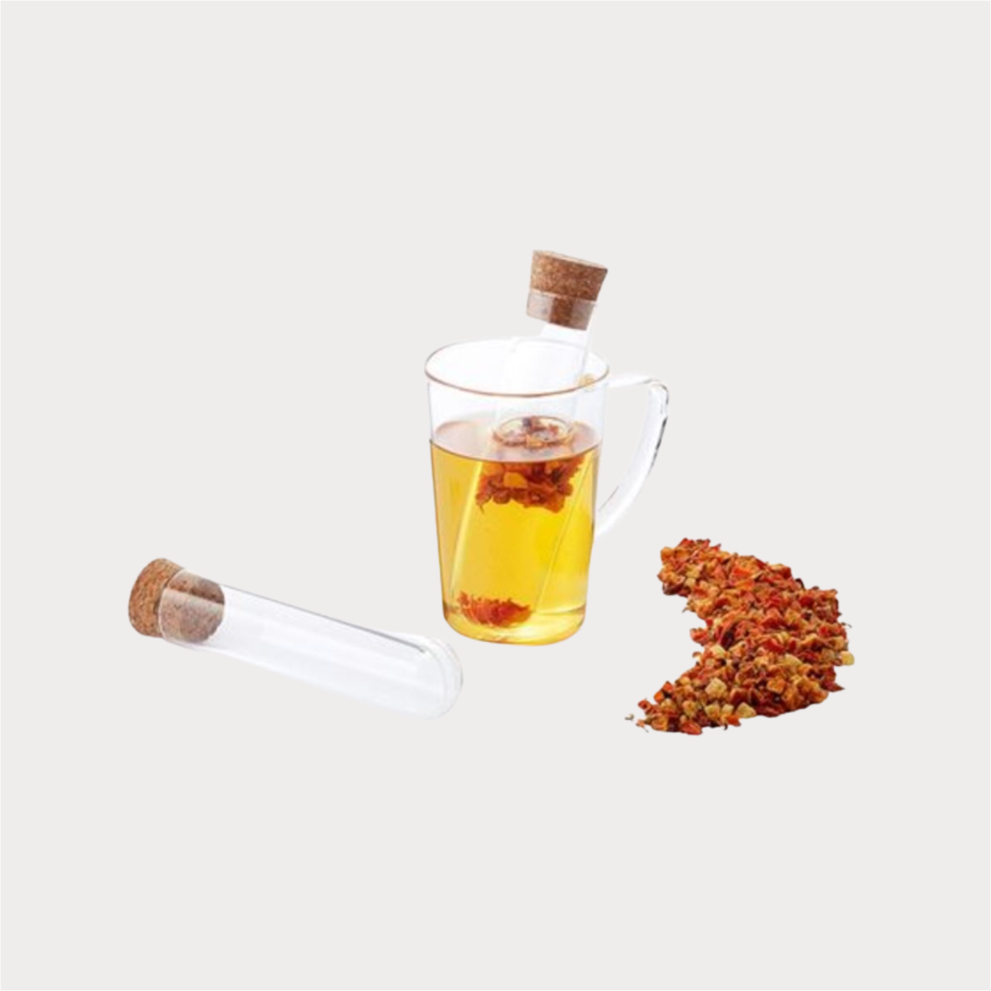 Dauerfilter "Jarno" Borosilikatglas mit Korken H 16,5cm, Ø 3,4 cm Glasdicke 0,25 cm