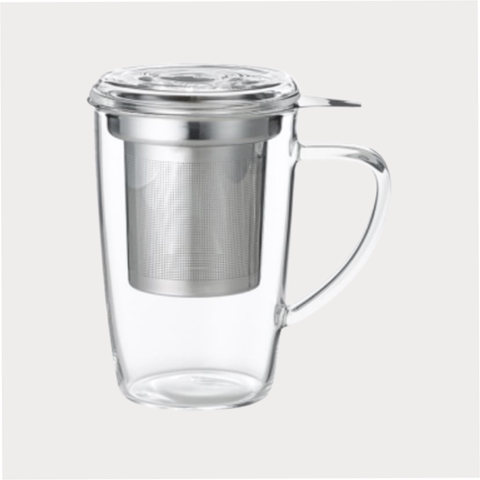 Kräuterteetasse „Britta" von Cha Cult, Glas mit Edelstahlsieb, 3-teilig 0,35 l
