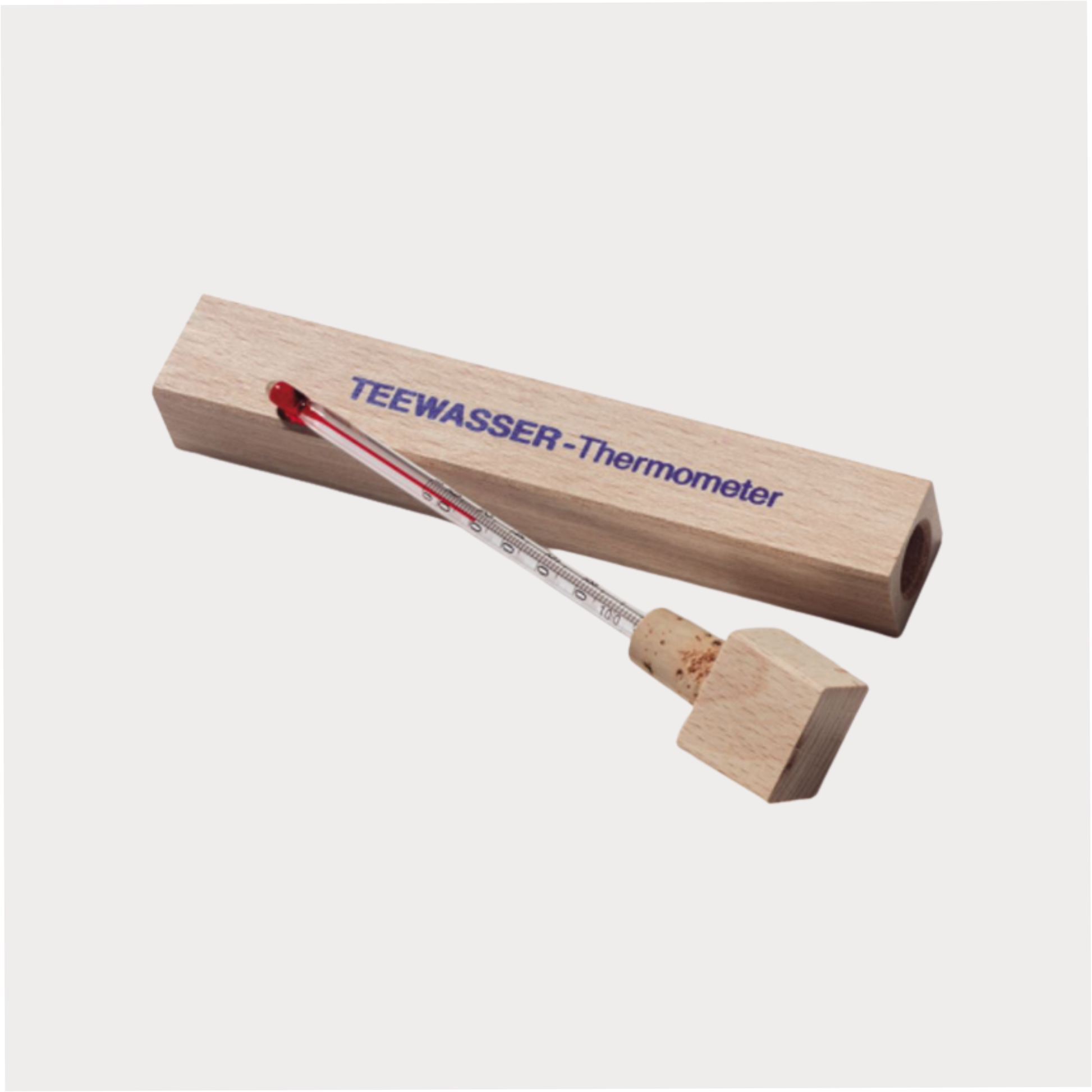 Teewasser-Thermometer im Holzschuber L ca. 9 cm