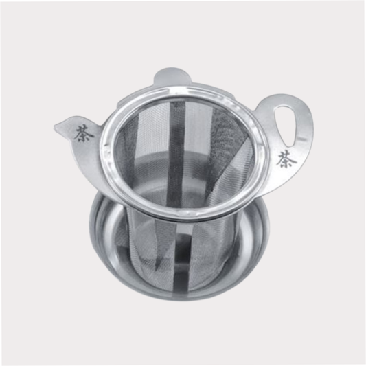 Dauerfilter "Teekanne" von Cha Cult, Edelstahl, mit Abtropfschale Ø ca. 5,5 cm