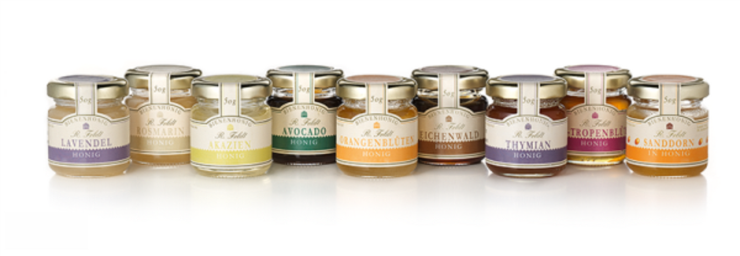 Honigsortiment 9-fach sortiert, Set à 9 Gläser, 50 Gramm