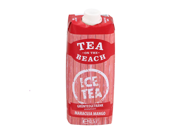 Tea on the Beach Grünteegetränk Maracuja Mango aromatisiert, 500 ml, 12X500 ml.