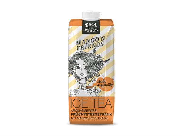 ICE TEA "Mango `n Friends", Direkt aufgebrühtes Früchteteegetränk aromatisiert, 500 ml, 12X500 ml.