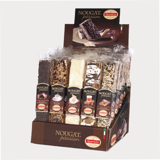 Ital. Soft Nougat "Cioccolato" im Display, 5-fach sortiert, 25 Stück à 100 Gramm