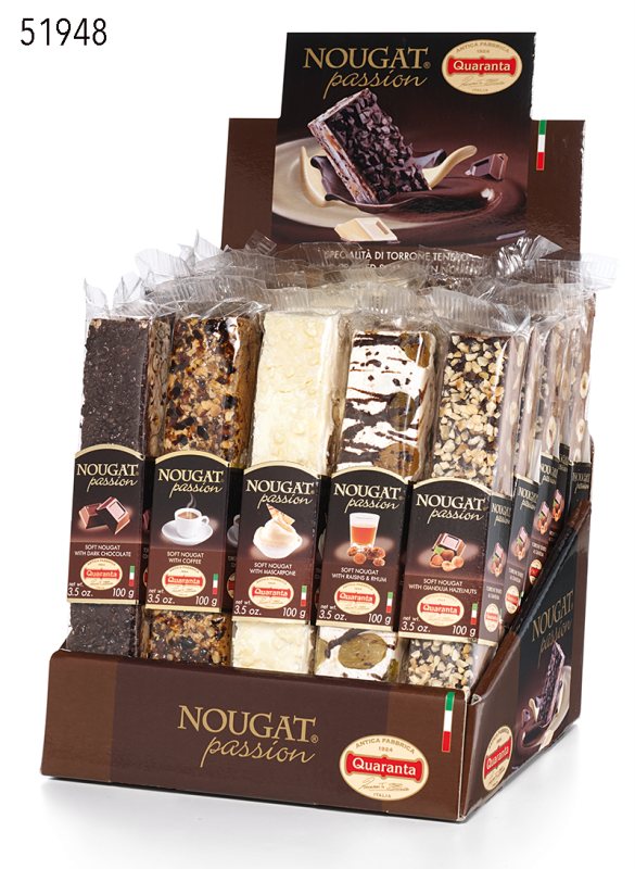 Ital. Soft Nougat "Cioccolato" im Display, 5-fach sortiert, 25 Stück à 100 Gramm