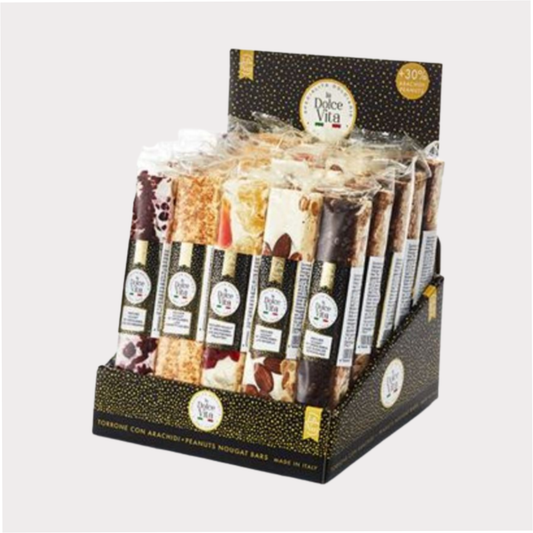 Ital. Soft Nougat "La Dolce Vita" im Display, 5-fach sortiert 25 Stück à 100 Gramm