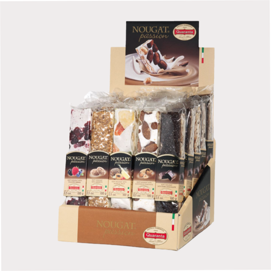 Ital. Soft Nougat "Passion" im Display, 5-fach sortiert 25 Stück à 100 Gramm