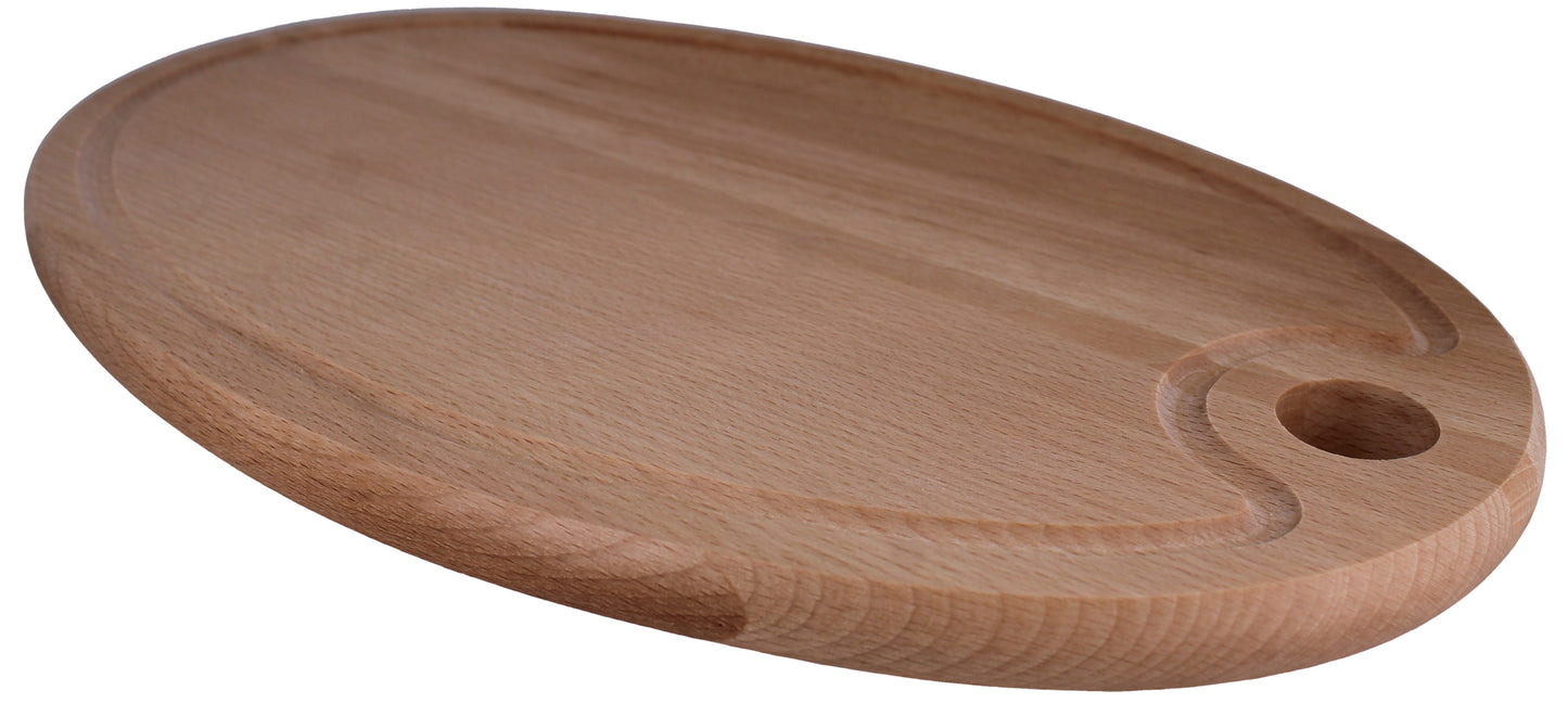 Schneidebrett oval mit Griffloch & Saftrille 34,5 x 21,5 X 1,5 cm