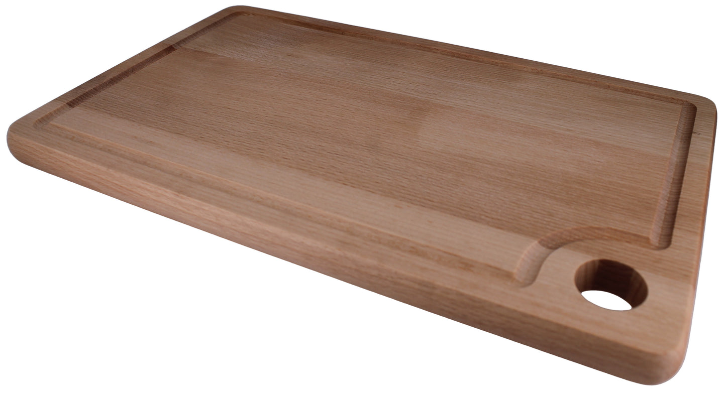 Schneidebrett mit Griffloch & Saftrille 35,5 cm x 25 X 1,5, geölt