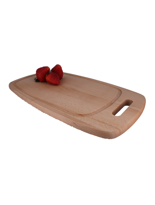 Schneidebrett mit Griffloch & Saftrille, geölt, 35,5 x 20,5 X 1,5 cm