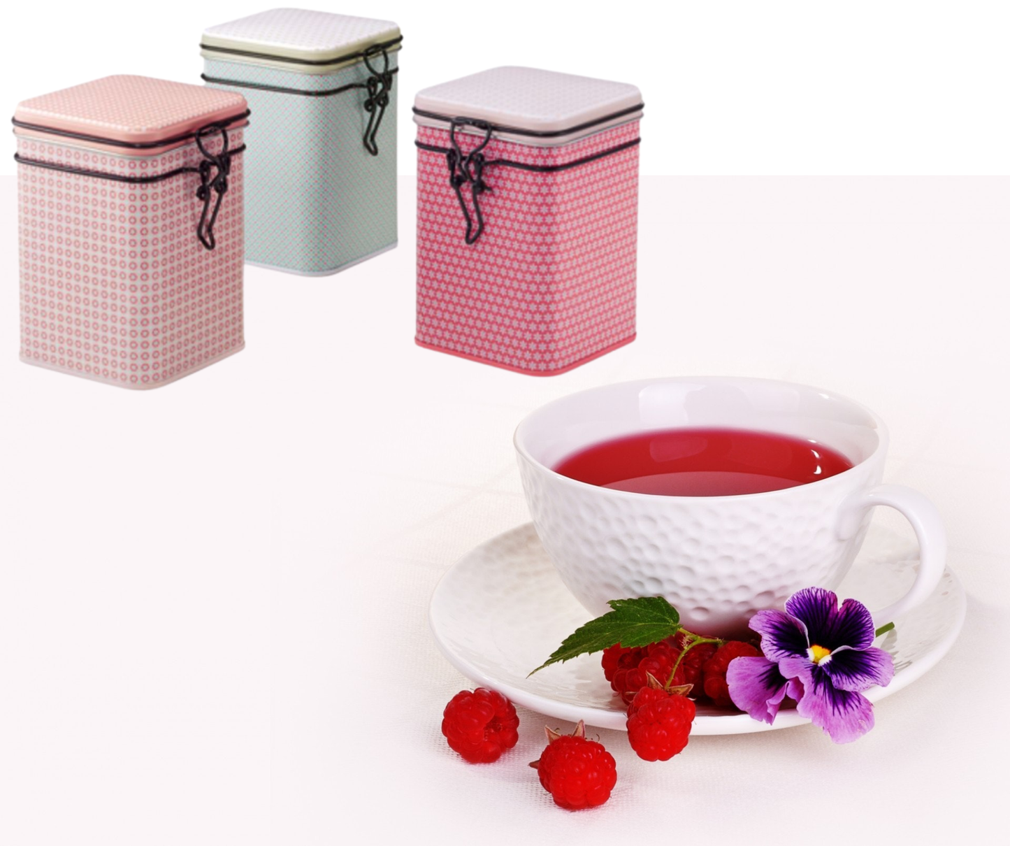 Dose "Bella" von Cha Cult, 150 g eckig, Aroma-Bügelverschluss, 3-fach sortiert