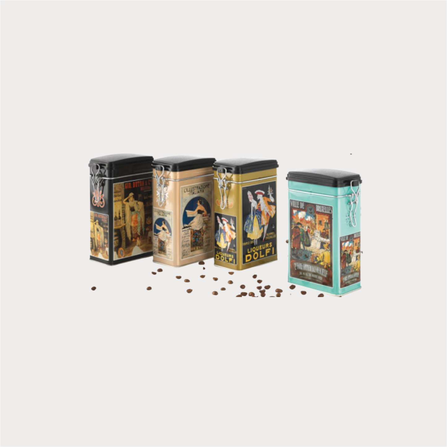 Dose "Europa" von Cha Cult, 250 g 4-fach, eckig, mit Bügelverschluss