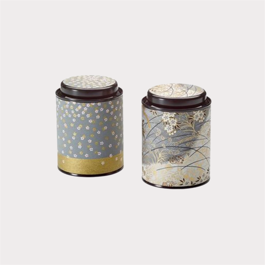 Dose "Akaya"von Cha Cult, 80 g Weißblech mit Banderole aus Japanpapier, rund