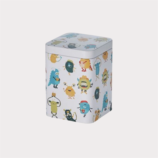 Dose "Happy Monsters" von Cha Cult, 100 g eckig, Stülpdeckel, matt