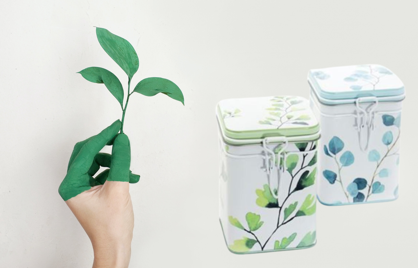 Dose "Trees" von Eigenart, 150 g eckig, Aroma-Bügelverschluss, 2-fach sortiert