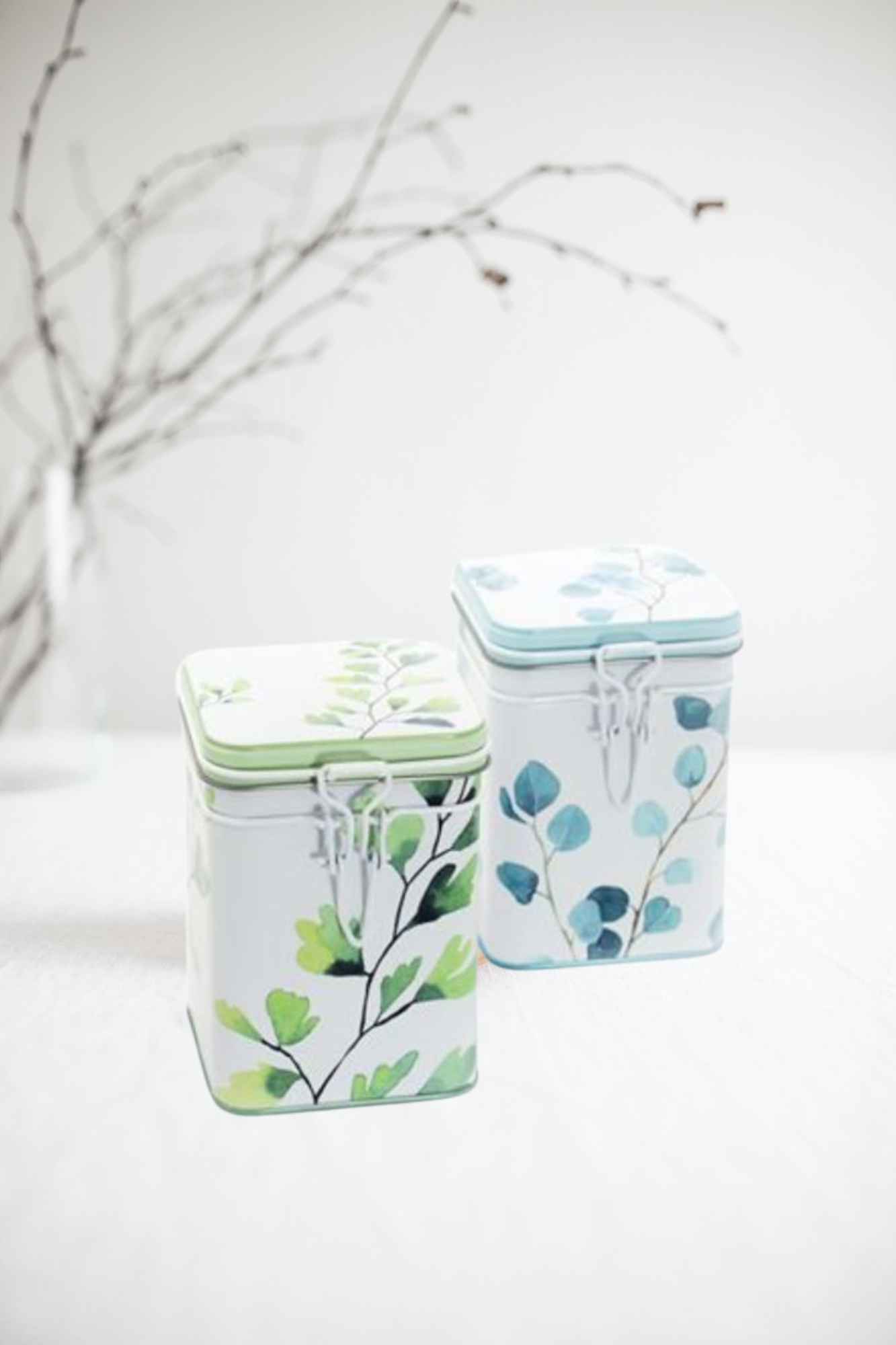 Dose "Trees" von Eigenart, 150 g eckig, Aroma-Bügelverschluss, 2-fach sortiert