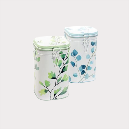 Dose "Trees" von Eigenart, 250 g eckig, Aroma-Bügelverschluss, 2-fach sortiert