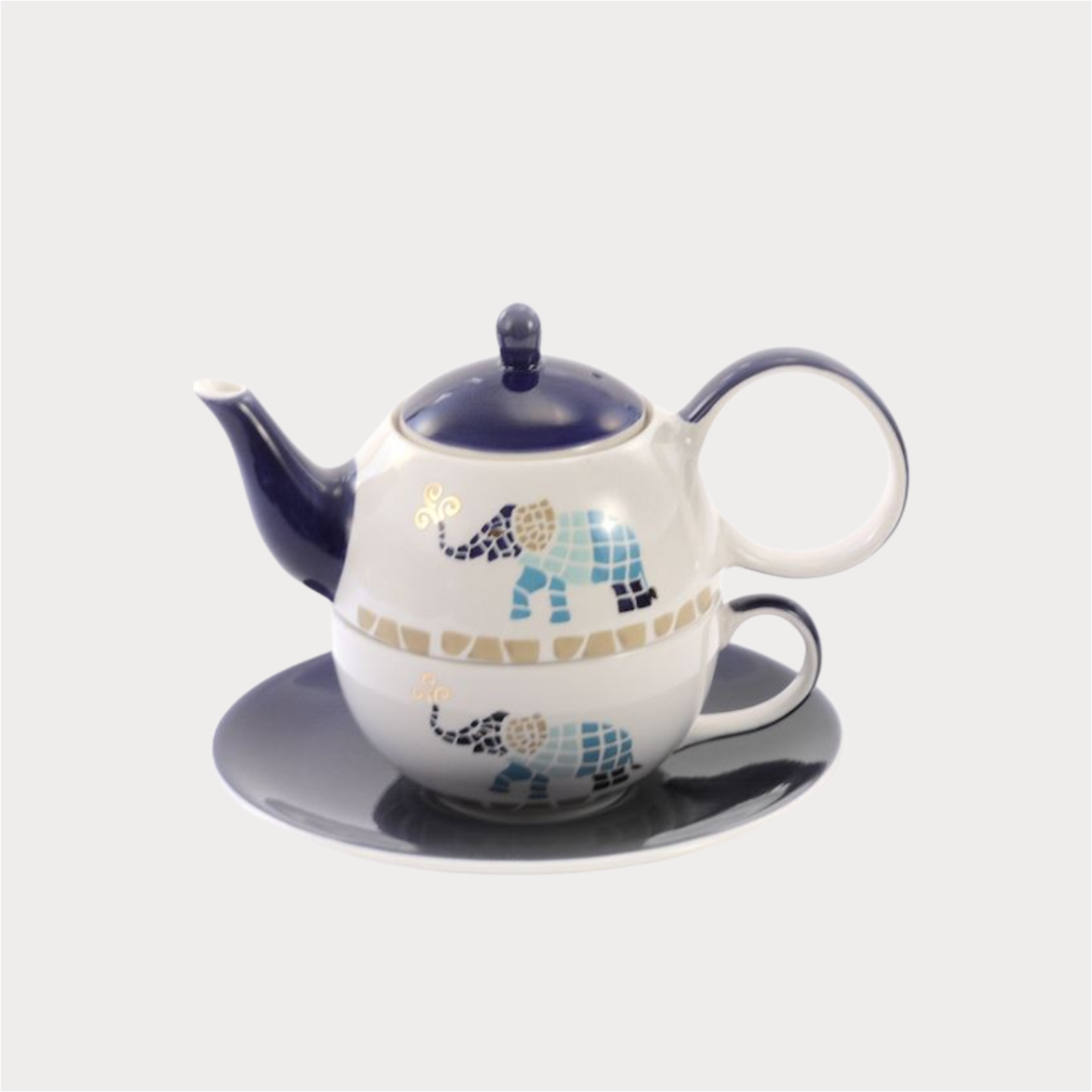 Tea for one Set VOI Keramik mit Goldauflage 4-teilig Cha Cult Kanne 0,4l,