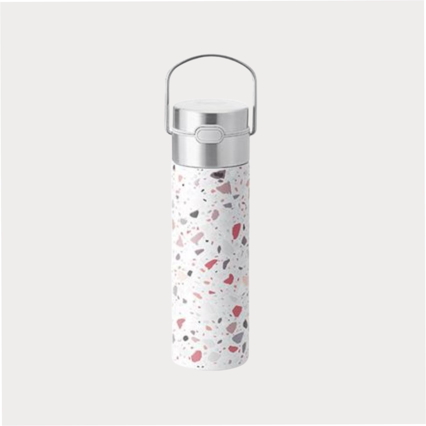 Leeza® Trinkflasche "Terrazzo" doppelwandiger Edelstahl, inkl. Edelstahlsieb und Trinkdeckel 0,5 l