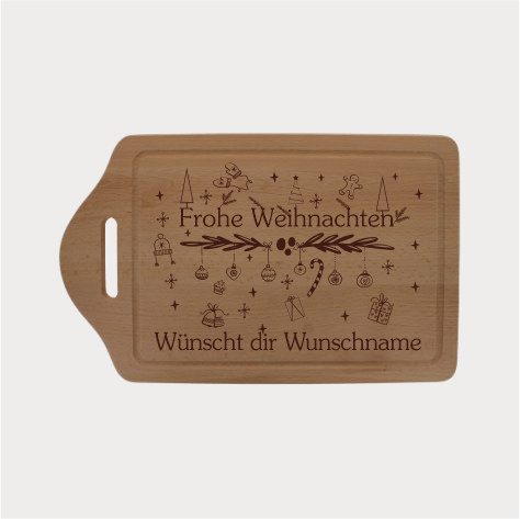 Individuelles Weihnachts  Schneidbrett mit Namens Gravur