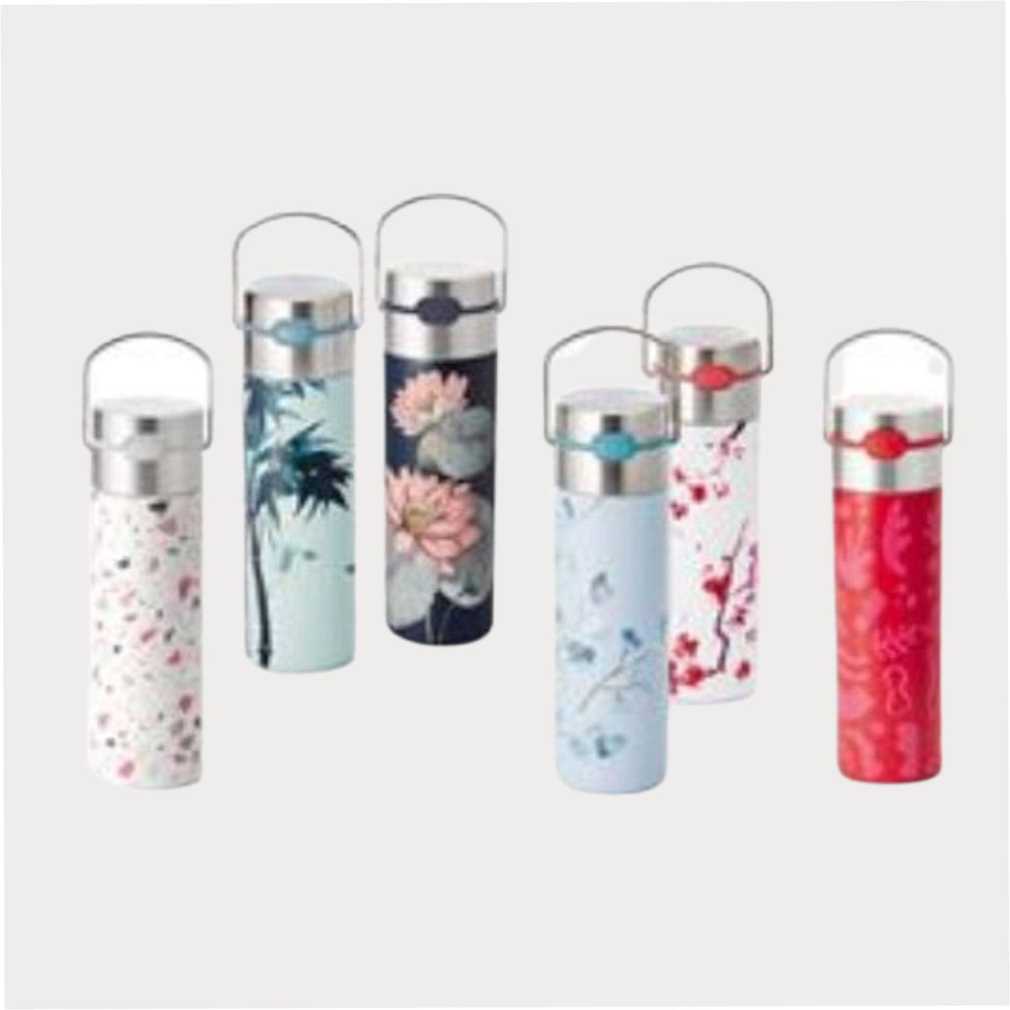 Leeza® Trinkflasche "Eukalyptus" doppelwandiger Edelstahl, inkl. Edelstahlsieb und Trinkdeckel 0,5 l